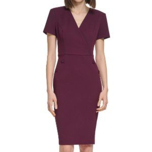 Calvin Klein Short Sleeve Side Button Sheath Dress